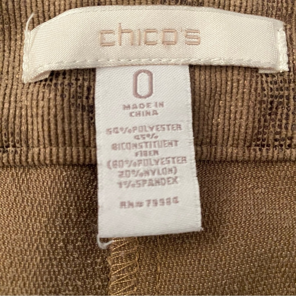 CHICO’s Brown Python Corduroy Pants 0 - Picture 5 of 6